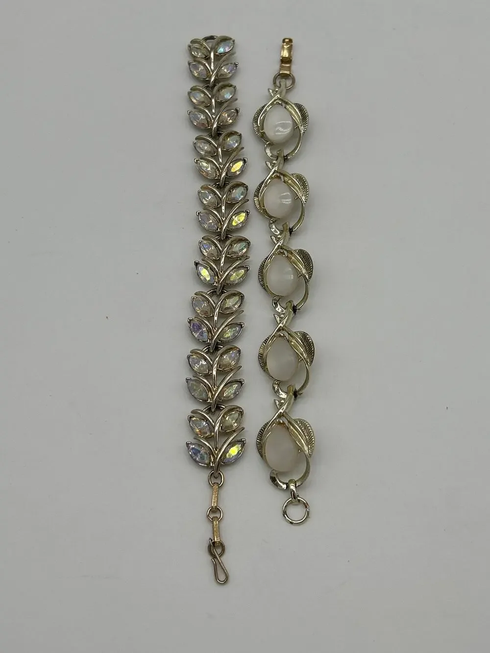 Vintage Signed STAR & CORO Rhinestone Bracelets Leaf & Cabochon Link Jewelry Lot